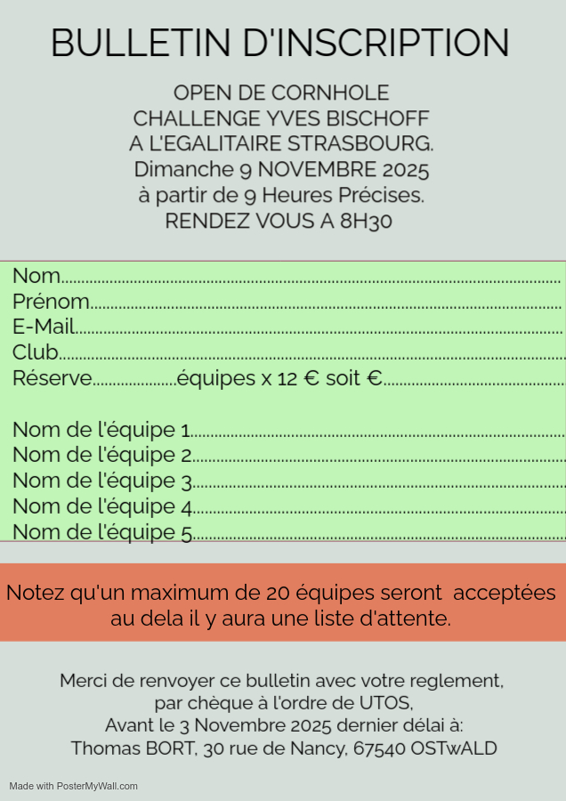 Bulletin dincription Yves Bischoff 2025
